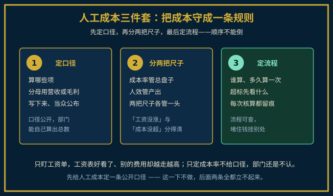 按人工成本口径管的三步法示意图